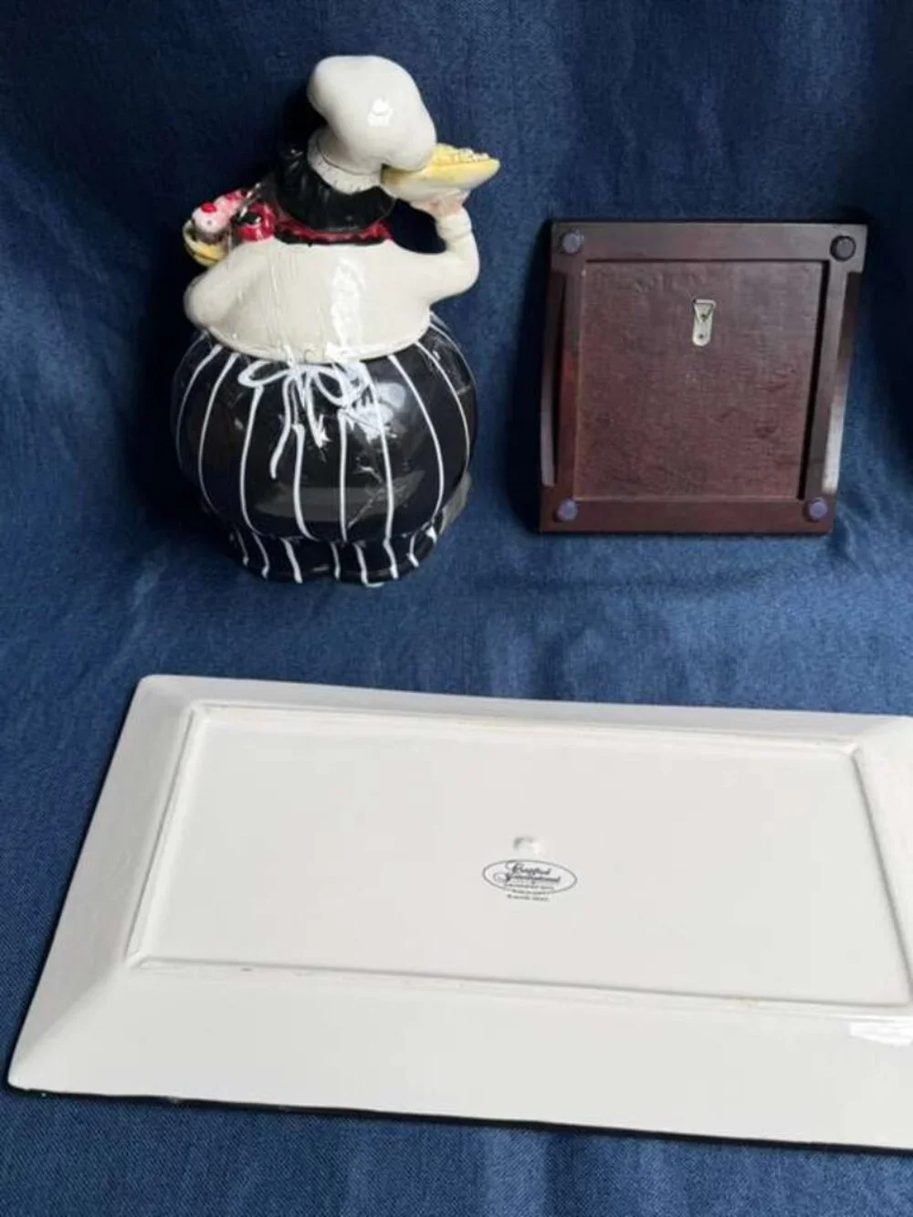 Vintage 2000s French Chef Kitchen Decor Set Platter American Atelier Canister